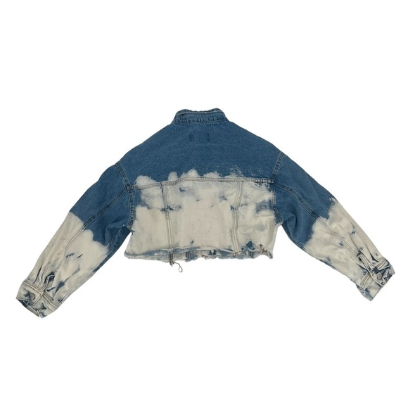 Signature8 Bleached Cropped Rough Hem Jean Jacket Size Medium Women's - Picture 3 of 5
